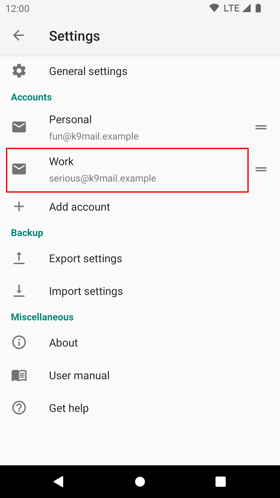 select account